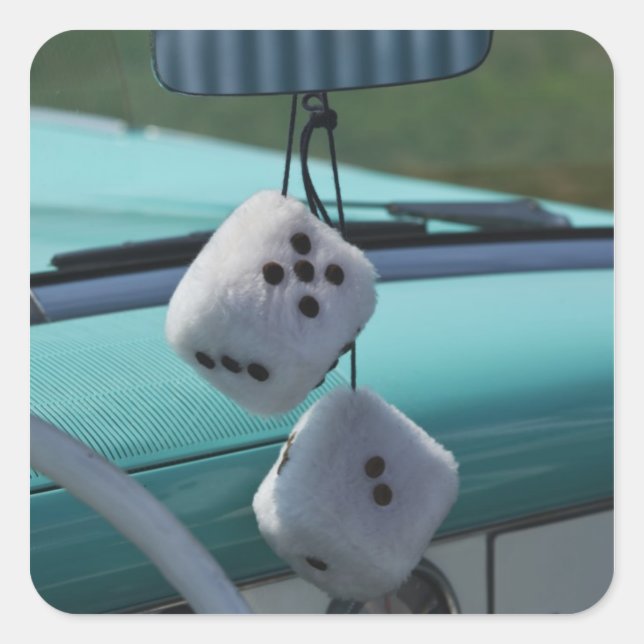 USA, Massachusetts, Gloucester. Fuzzy dice in a Square Sticker (Front)