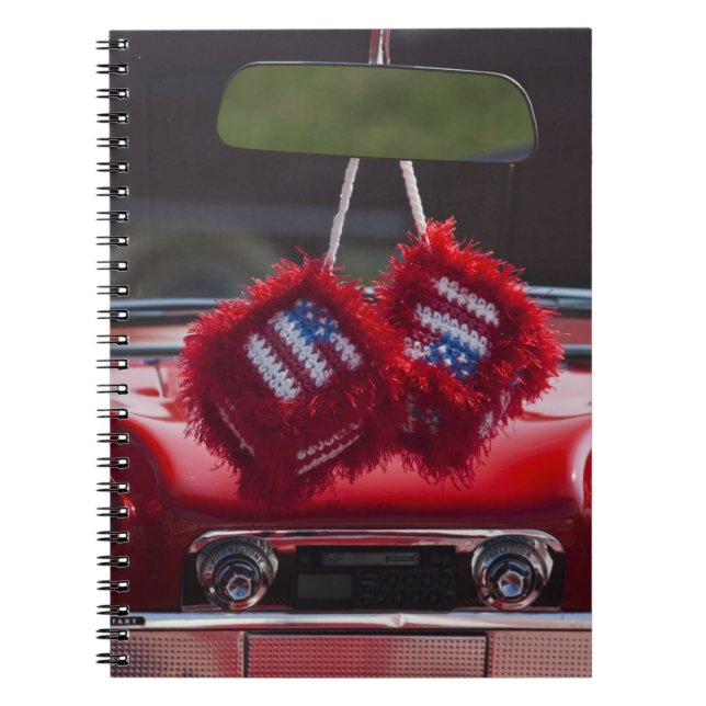 USA, Massachusetts, Gloucester. Fuzzy dice with Notebook (Front)