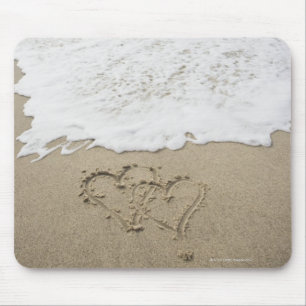 USA, Massachusetts, Hearts drawn on sandy beach 3 Mouse Mat