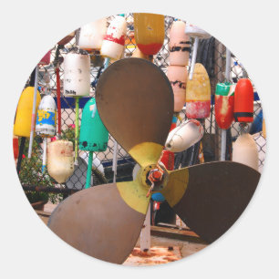USA, Massachusetts. Propeller And Floats Classic Round Sticker
