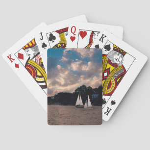 USA, Massachusetts. Sunset Sailing Playing Cards