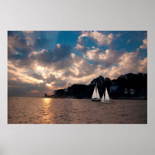 USA, Massachusetts. Sunset Sailing Poster