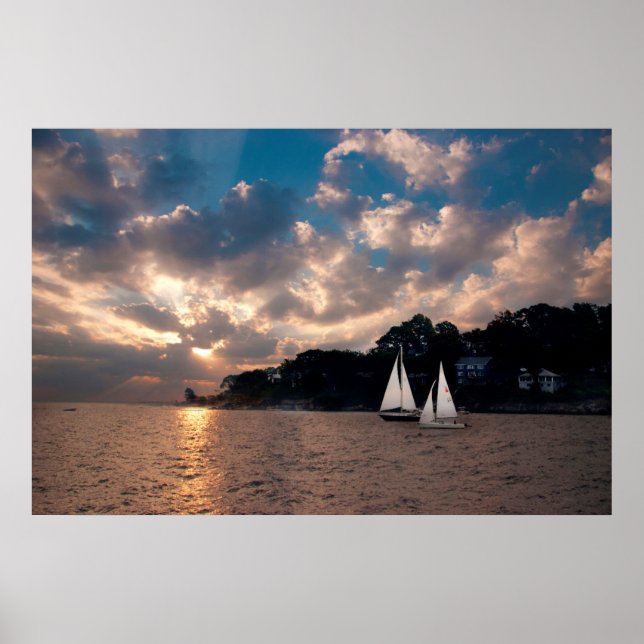USA, Massachusetts. Sunset Sailing Poster (Front)