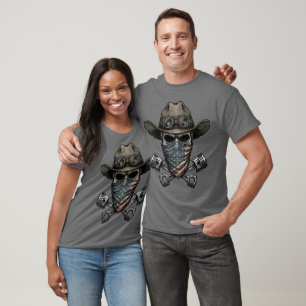 USA Mechanic Crossed Pistons Skull T-Shirt