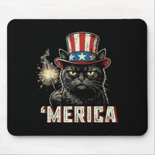 USA Merica Cat 4th of July Men Women Kids Funny Mouse Mat
