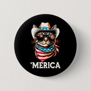 Usa merica Cat 4th Of July Men Women Kids Funny Pa 6 Cm Round Badge