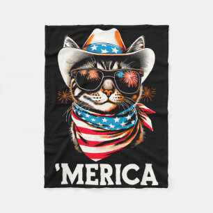 Usa merica Cat 4th Of July Men Women Kids Funny Pa Fleece Blanket