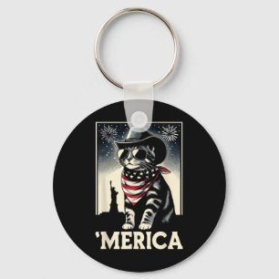 Usa merica Cat 4th Of July Men Women Kids Funny Pa Key Ring