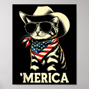 Usa Merica Cat 4th Of July Men Women Kids Funny Pa Poster