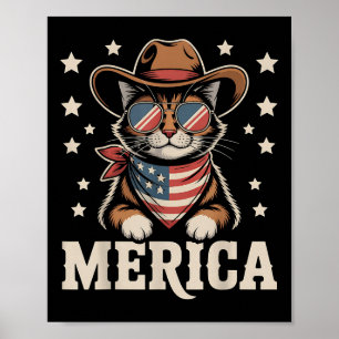 Usa Merica Cat 4th Of July Men Women Kids Funny Pa Poster