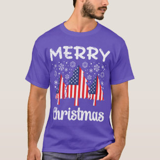 USA Merry Christmas Firrees Christmas Party family T-Shirt
