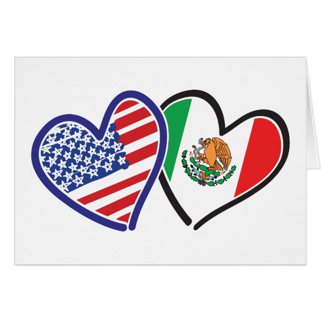 USA Mexico Heart Flags (Front Horizontal)