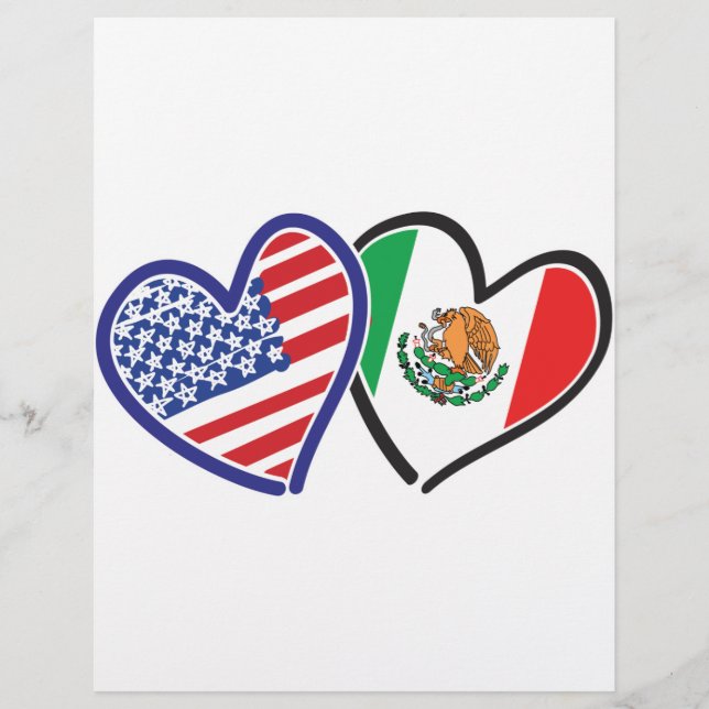 USA Mexico Heart Flags (Front)