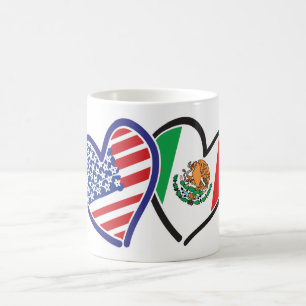 USA Mexico Heart Flags Coffee Mug