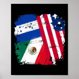 Usa Mexico Honduras Flags Poster