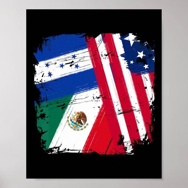 Usa Mexico Honduras Flags  Poster (Front)