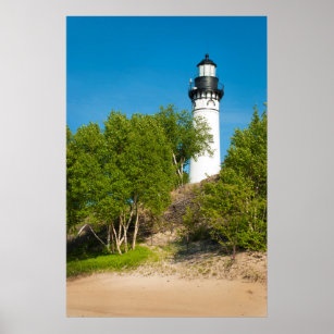 USA, Michigan. Au Sable Lighthouse On Lake Poster