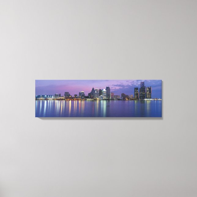USA, Michigan, Detroit skyline, night Canvas Print (Front)