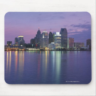 USA, Michigan, Detroit skyline, night Mouse Mat