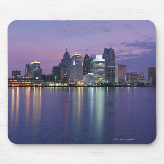 USA, Michigan, Detroit skyline, night Mouse Mat (Front)