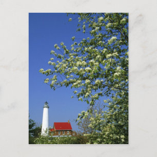 USA, Michigan, East Tawas. Tawas Lighthouse with Postcard