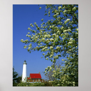 USA, Michigan, East Tawas. Tawas Lighthouse with Poster