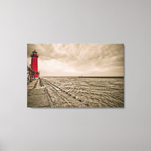 USA, Michigan, Grand Haven Lighthouse Canvas Print