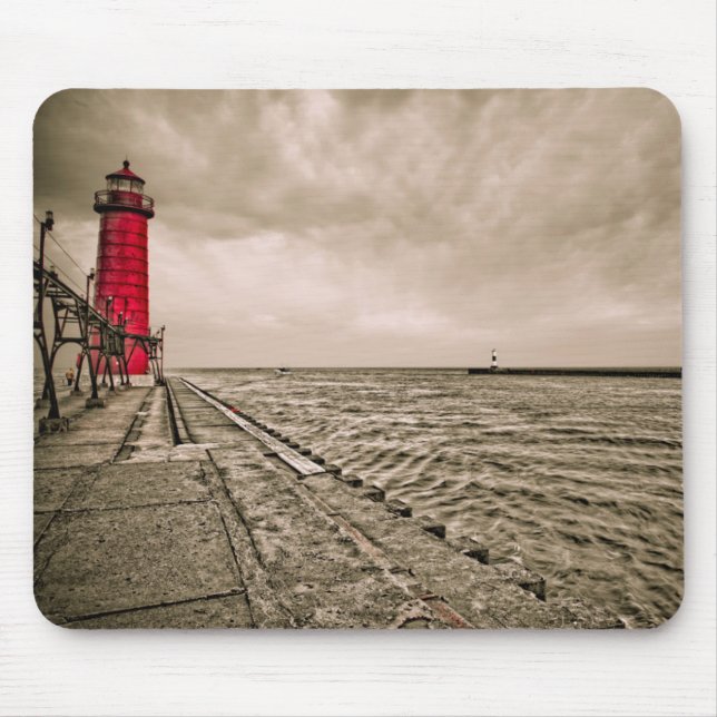 USA, Michigan, Grand Haven Lighthouse Mouse Mat (Front)