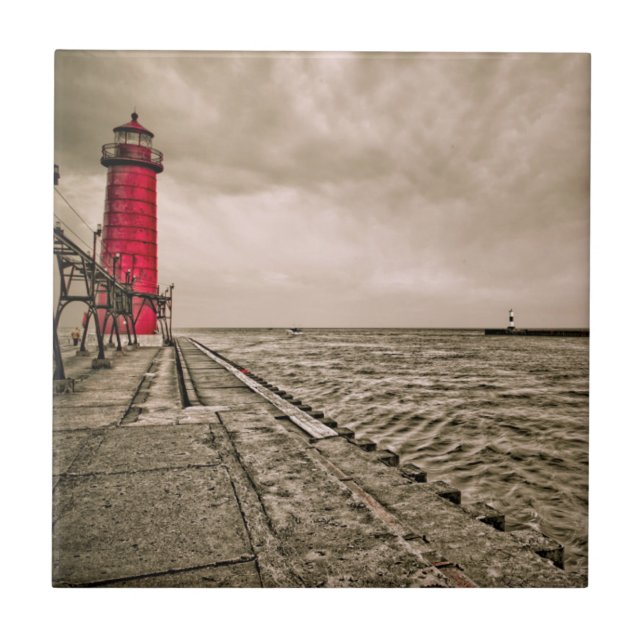 USA, Michigan, Grand Haven Lighthouse Tile (Front)