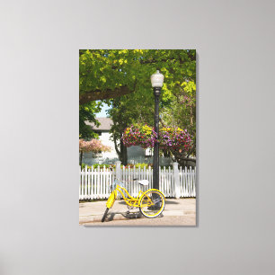 USA, Michigan, Mackinac Island. Yellow Bike Canvas Print