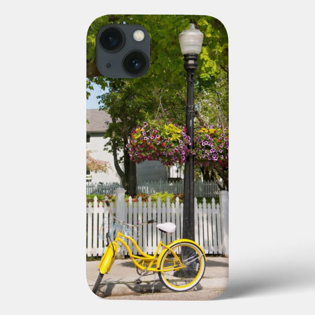 USA, Michigan, Mackinac Island. Yellow Bike Case-Mate iPhone Case (Back)
