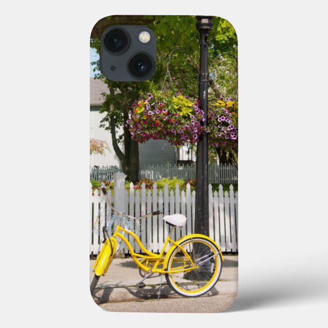 USA, Michigan, Mackinac Island. Yellow Bike Case-Mate iPhone Case (Back)