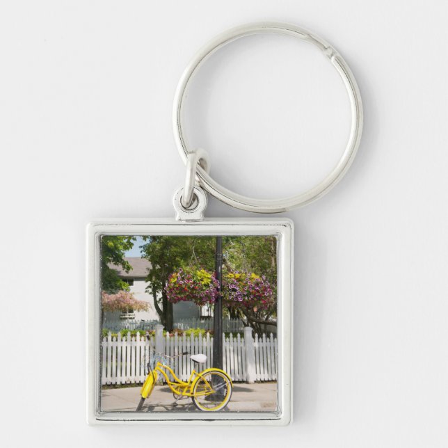 USA, Michigan, Mackinac Island. Yellow Bike Key Ring (Front)