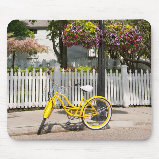 USA, Michigan, Mackinac Island. Yellow Bike Mouse Mat (Front)