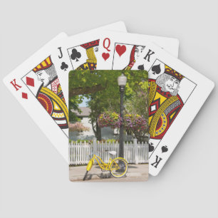 USA, Michigan, Mackinac Island. Yellow Bike Playing Cards