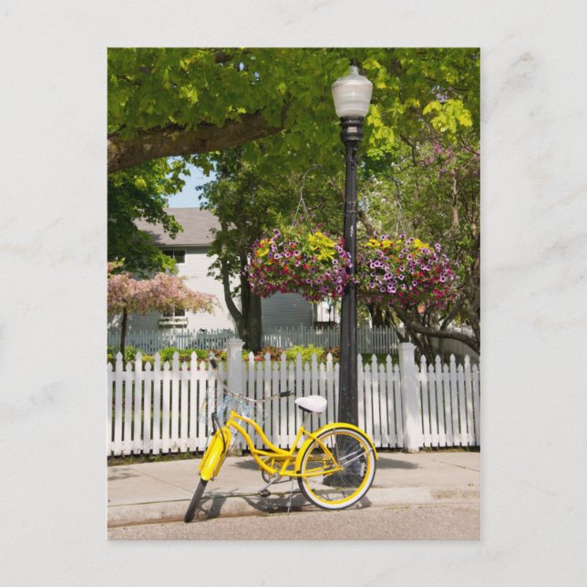 USA, Michigan, Mackinac Island. Yellow Bike Postcard (Front)