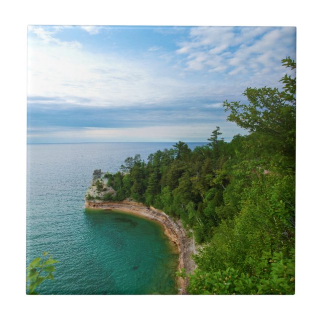 USA, Michigan. Miner's Castle Rock Formation 3 Tile (Front)