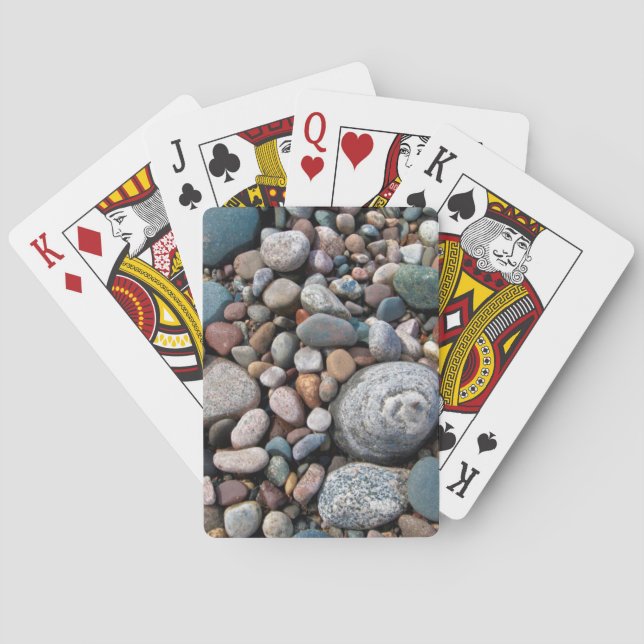 USA, Michigan. Polished Pebbles On The Shore Playing Cards (Back)