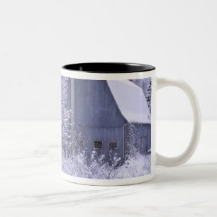 USA, Michigan, Rochester Hills. Snowy blue Two-Tone Coffee Mug