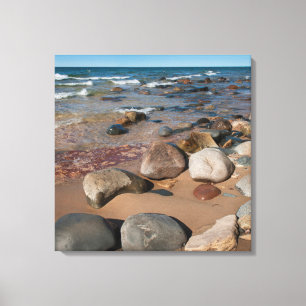 USA, Michigan. Rounded Boulders On 12 Mile Canvas Print