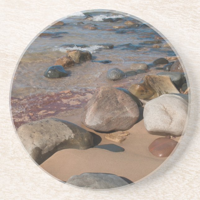 USA, Michigan. Rounded Boulders On 12 Mile Coaster (Front)