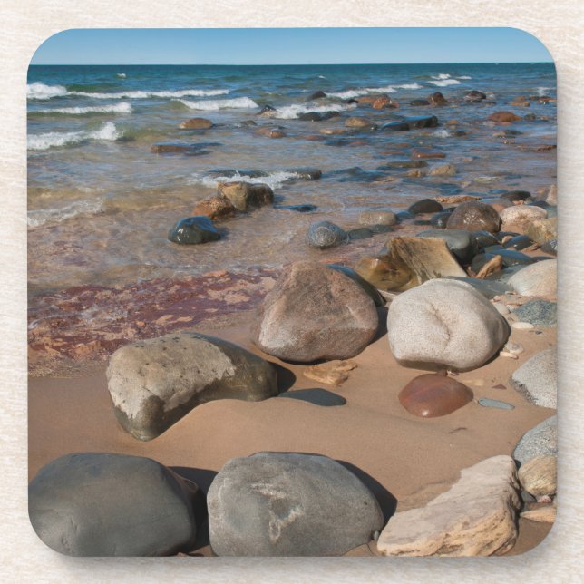 USA, Michigan. Rounded Boulders On 12 Mile Coaster (Front)