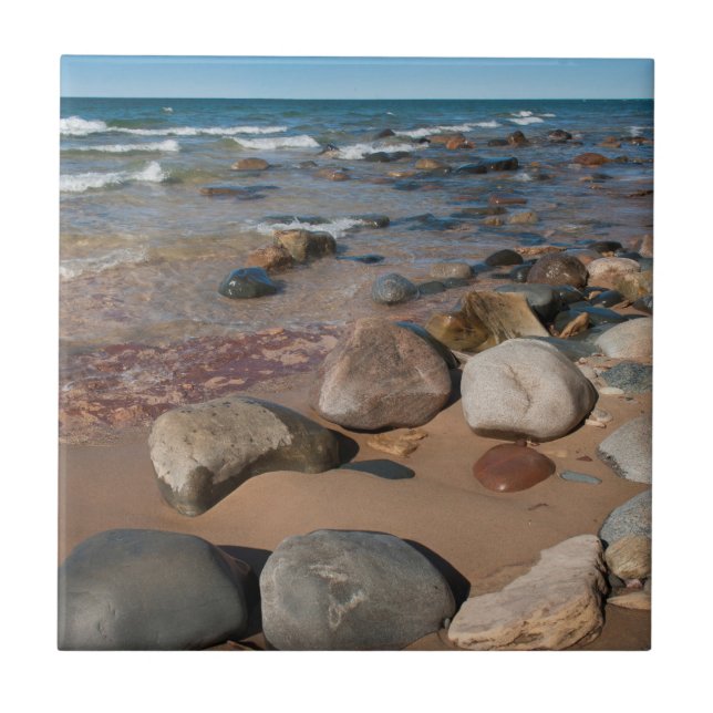 USA, Michigan. Rounded Boulders On 12 Mile Tile (Front)