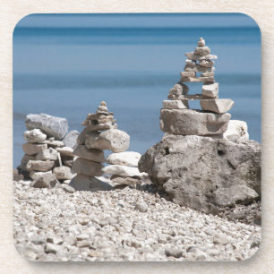 USA, Michigan. Stone Towers On The Beach Coaster