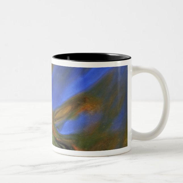 USA, Michigan, Upper Peninsula, birch leaf in Two-Tone Coffee Mug (Right)