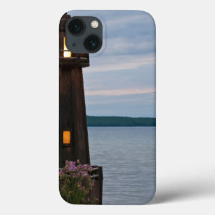 USA, Michigan. Yard Decoration Lighthouse iPhone 13 Case