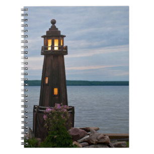 USA, Michigan. Yard Decoration Lighthouse Notebook