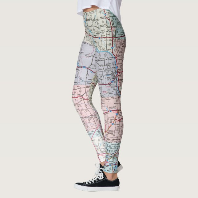 USA Midwest Map Leggings (Left)