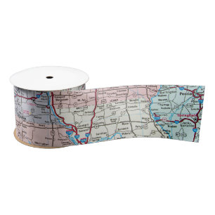 USA Midwest Map   Satin Ribbon