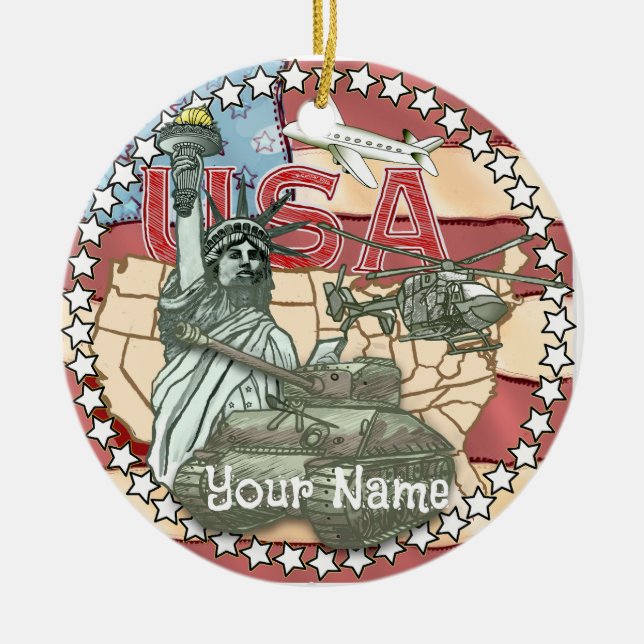 USA  Military  Ceramic Tree Decoration (Front)